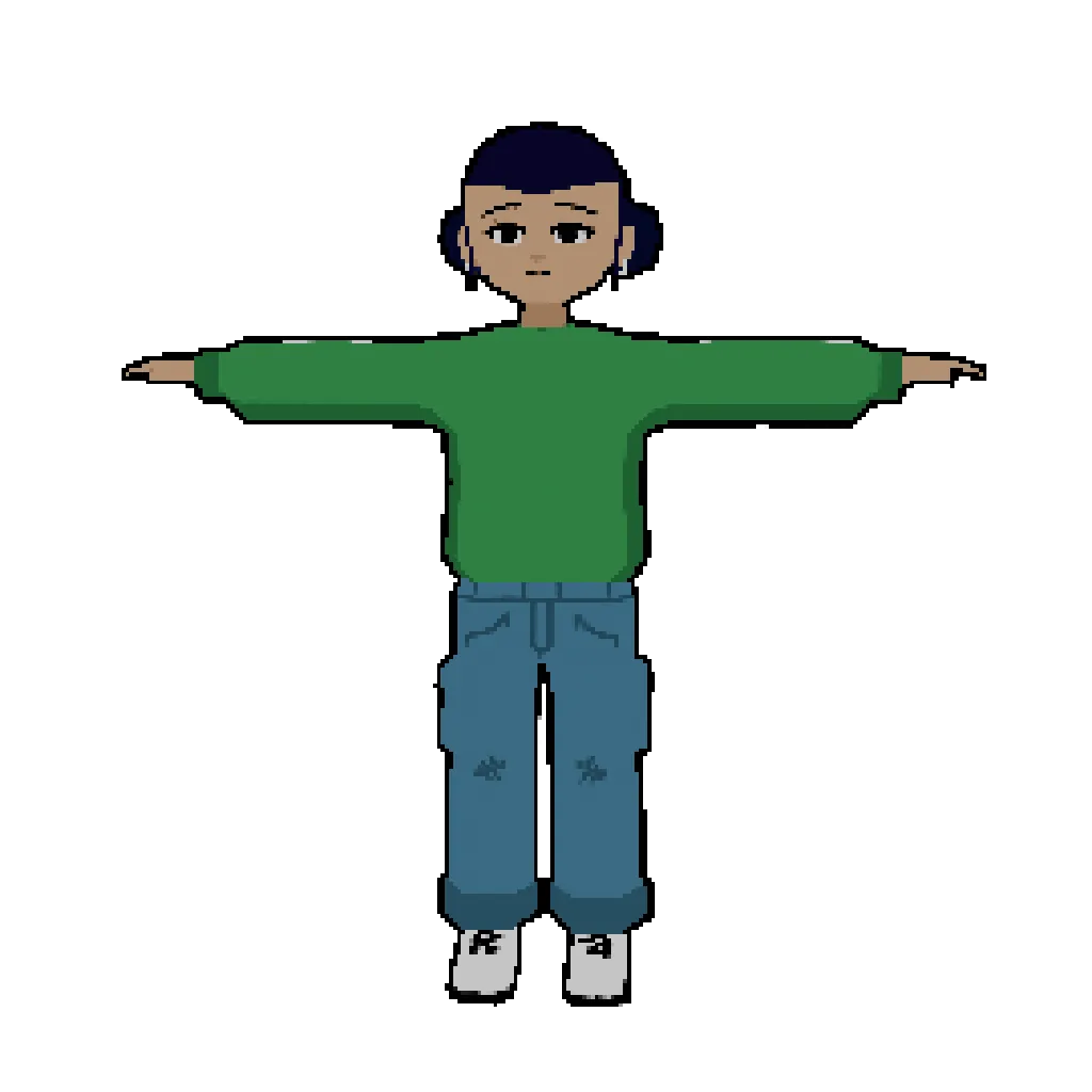 low poly pixelated character model
